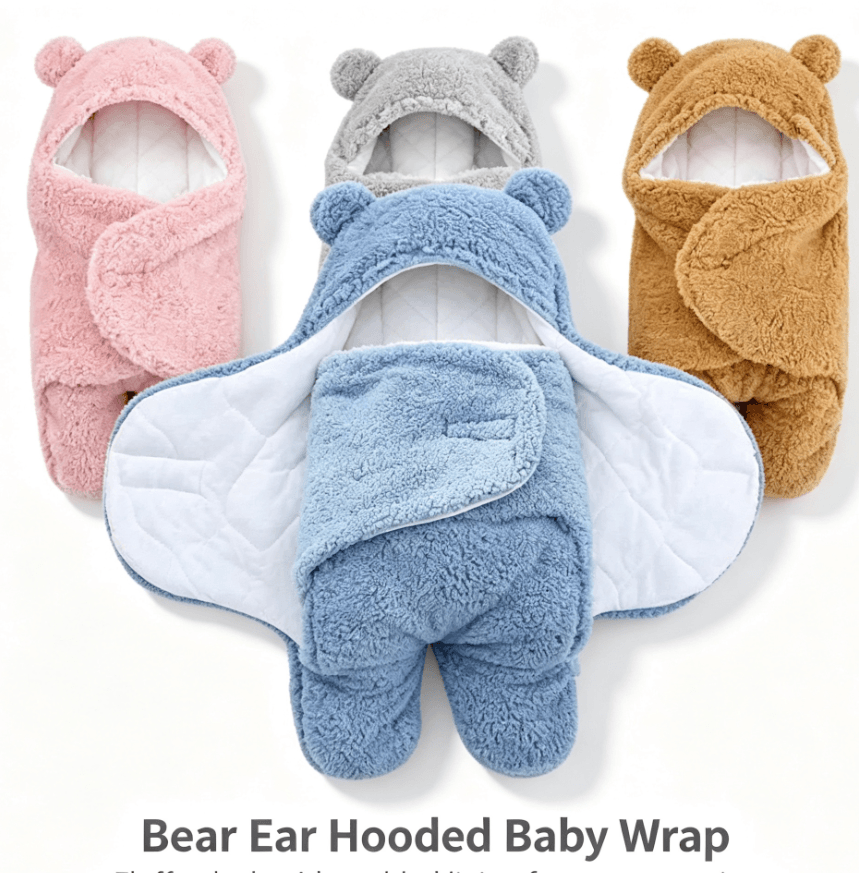 Cute Bear Hooded Ultra-Soft Baby Swaddle Blanket & Sleeping Bag product image